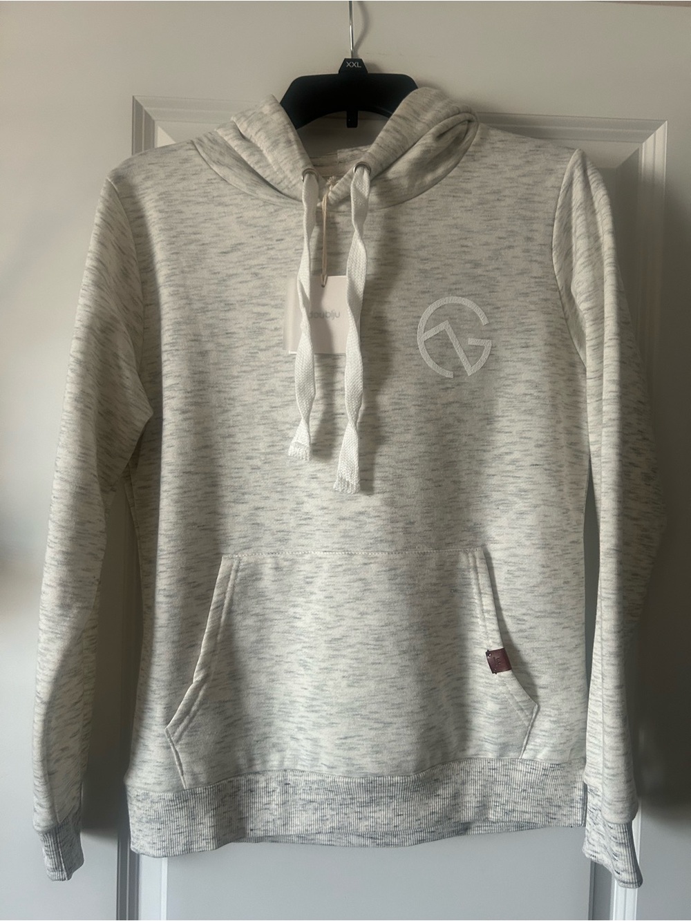 Doublju Heathered Light Gray Crewneck Pullover